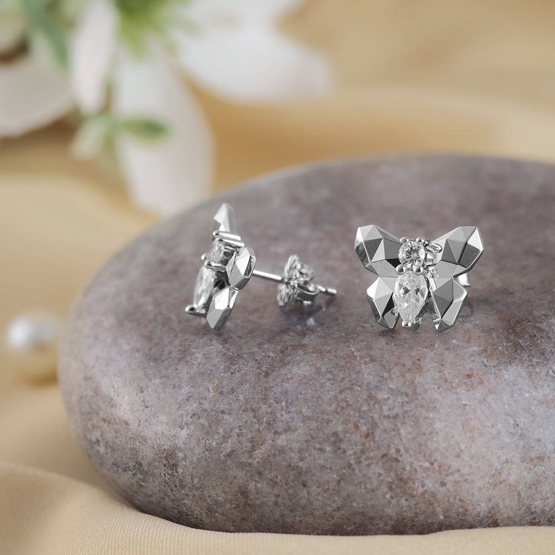 Abstract Butterfly Silver Earrings