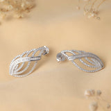 Angel Wings Silver Earrings For Women, With Cubic Zirconia Stones