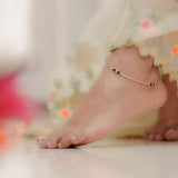 Beaded Symphony Silver Anklets