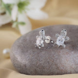 Bejeweled Turtle Silver Earrings