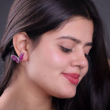 Blushing Butterfly Baguette Silver Earrings