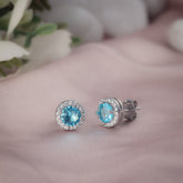 Celeste Blue Spark Silver Earrings