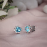 Celeste Blue Spark Silver Earrings