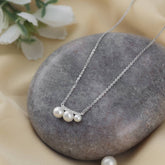 Celeste Pearl Trio Silver Necklace