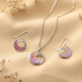 Celestia Blush Silver Necklace Earrings Set