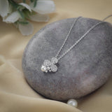 Silver Clover Pearl Duo Necklace