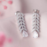 Crystal Foliage Silver Earrings