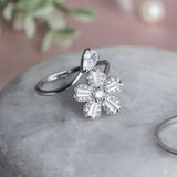 Daisy Drip Silver Ring For Women