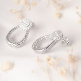Dazzling Bloom Loop Silver Earrings Amishka Jewels