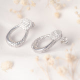Dazzling Bloom Loop Silver Earrings Amishka Jewels
