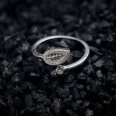 Dewdrop and Leaf Silver Ring For Women