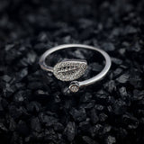 Dewdrop and Leaf Silver Ring For Women