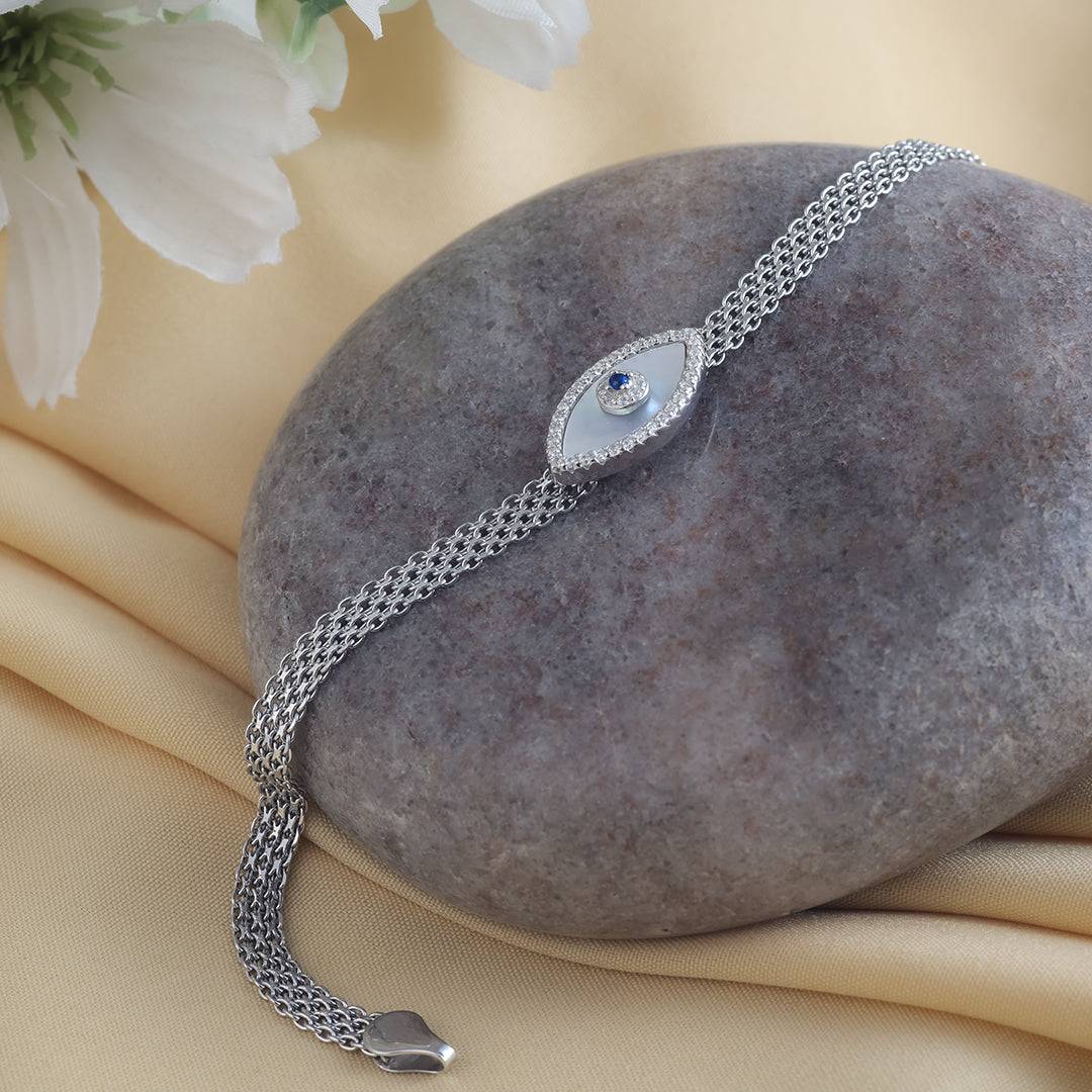 Divine Guardian Evil Eye Silver Bracelet