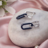 Ebon Loop Ceramique Silver Earrings