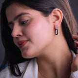 Ebon Loop Ceramique Silver Earrings