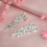 Emerald Blossom Cascade Silver Earrings