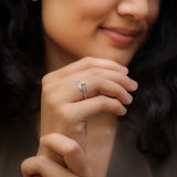 Eterna Arc Silver Ring With Baguette Stones For Women