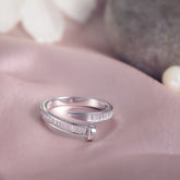 Eterna Arc Silver Ring With Baguette Stones For Women