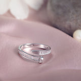 Eterna Arc Silver Ring With Baguette Stones For Women