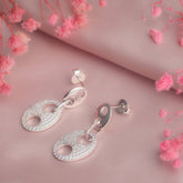 Ethereal Cascading Links Silver Drop Earrings Amishka Jewels