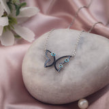 Evil Eye Butterfly Silver Necklace