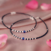 Evil Eye Drift Bead Silver Anklet