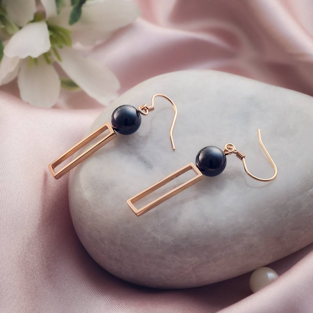 Golden Orb Elegance Ceramic Silver Earrings