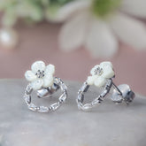 Lustre Petal MOP Baguette Silver Earrings