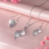 Lustreleaf Silver Necklace Earrings Set