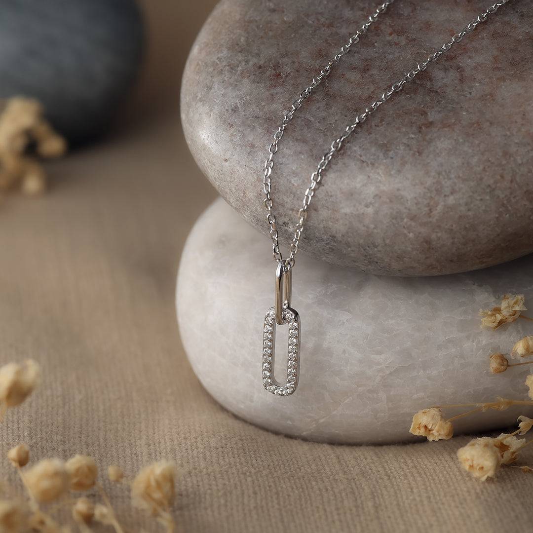 Luxe Link Silver Necklace For Women