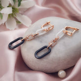 Modern Muse Silver Ceramic Rose Gold Earrings