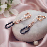 Modern Muse Silver Ceramic Rose Gold Earrings