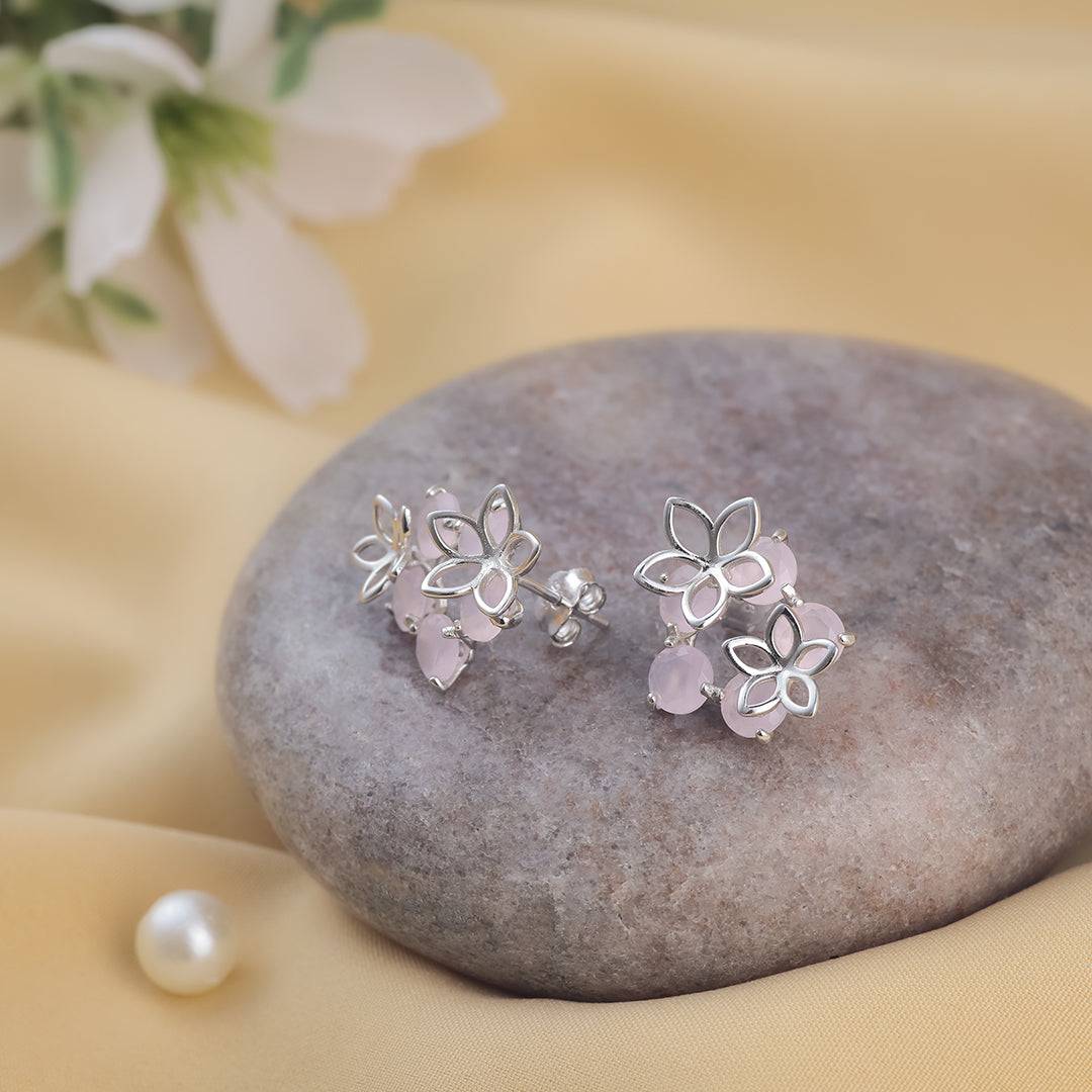 Pastel Blooms Silver Earrings