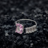 Pink Promise Baguette Silver Ring