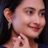 Pink and White Blossom Cascade Silver Earrings