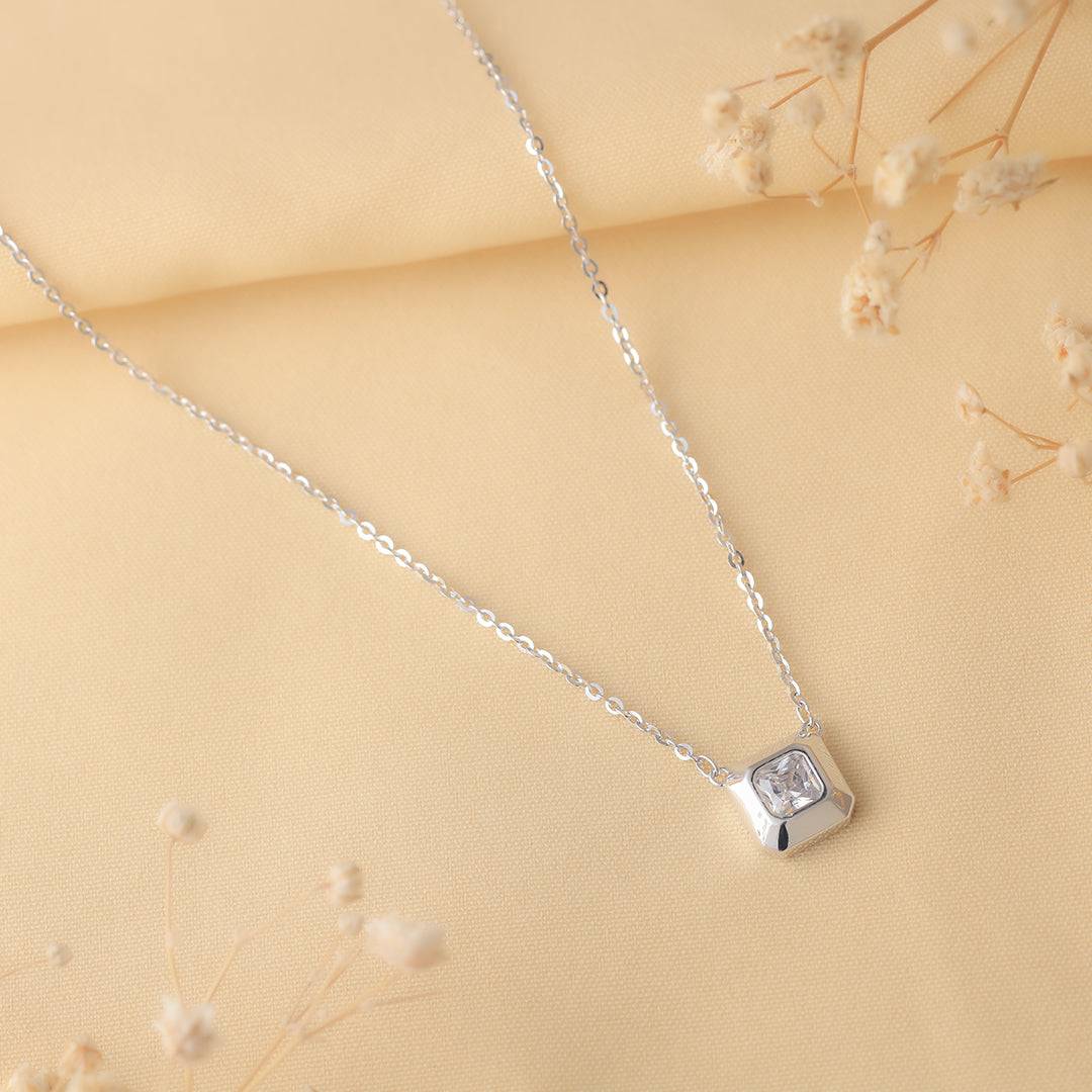 Radiant Cube Silver Necklace