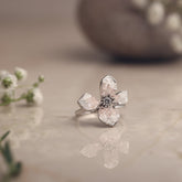 Rosaline Wings Rose Bloom Silver Ring