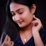 Rosegold Lustreleaf Silver Necklace Earrings Set