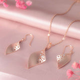 Rosegold Lustreleaf Silver Necklace Earrings Set
