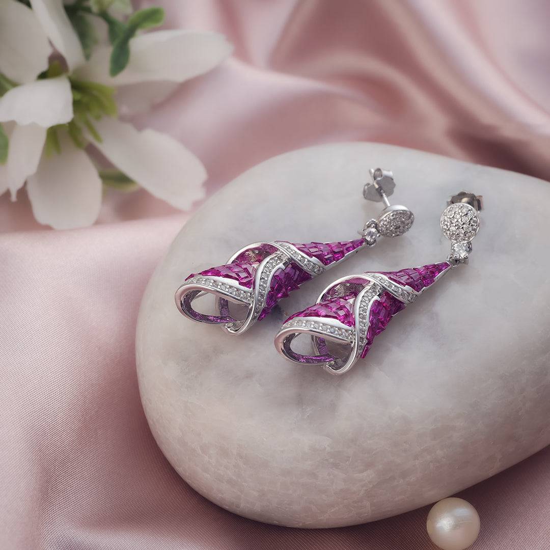 Shimmering Cone Baguette Earrings