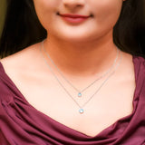 Silver Blue Sky Pendant and Double Chain Amishka Jewels