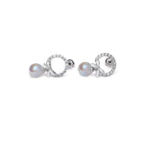 Silver Crystal Pearl Earrings Amishka Jewels