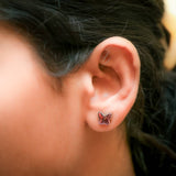 Silver Dark Pink Butterfly Swarovski Earrings Amishka Jewels