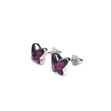 Silver Dark Pink Butterfly Swarovski Earrings Amishka Jewels