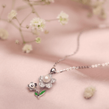 Silver Flower Dewdrop Pendant and Chain Amishka Jewels