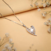 Silver Glowing Heart Pendant and Chain Amishka Jewels