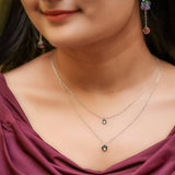 Silver Monsoon Sky Pendant and Double Chain Amishka Jewels