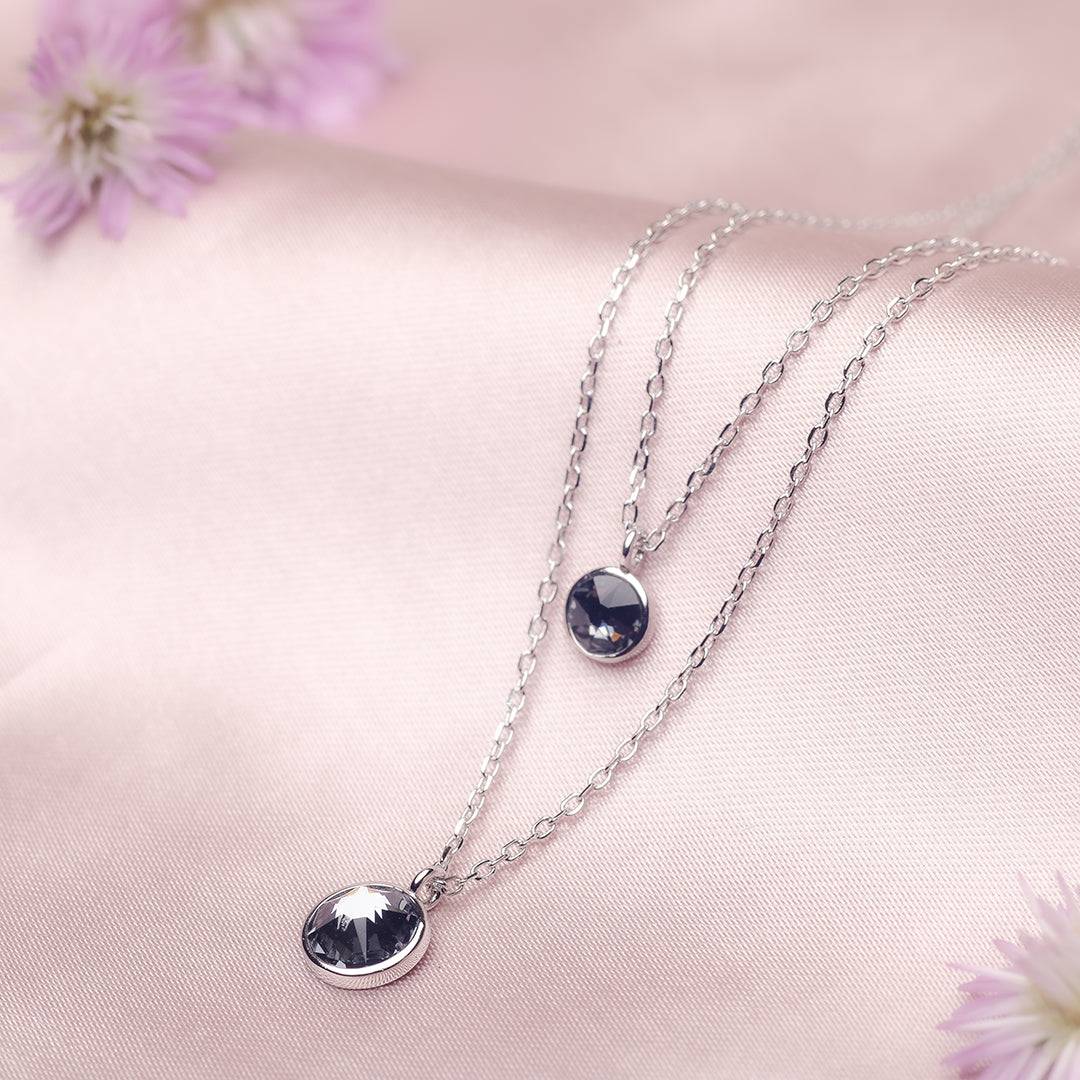 Silver Monsoon Sky Pendant and Double Chain Amishka Jewels