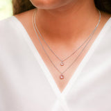 Silver Rosy Sunset Pendant and Double Chain Amishka Jewels