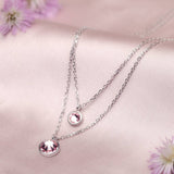 Silver Rosy Sunset Pendant and Double Chain Amishka Jewels